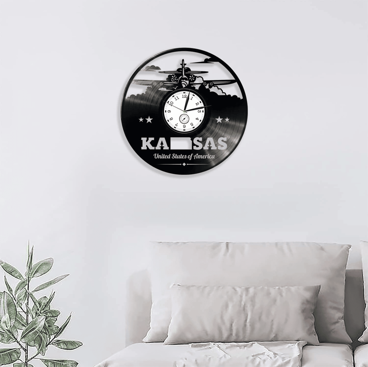 Kansas Vinyl Record Lp Clock States Wall Art Moving Gift For Friend Contemporary Wall Decor For Apartment New Home Gift Ideas