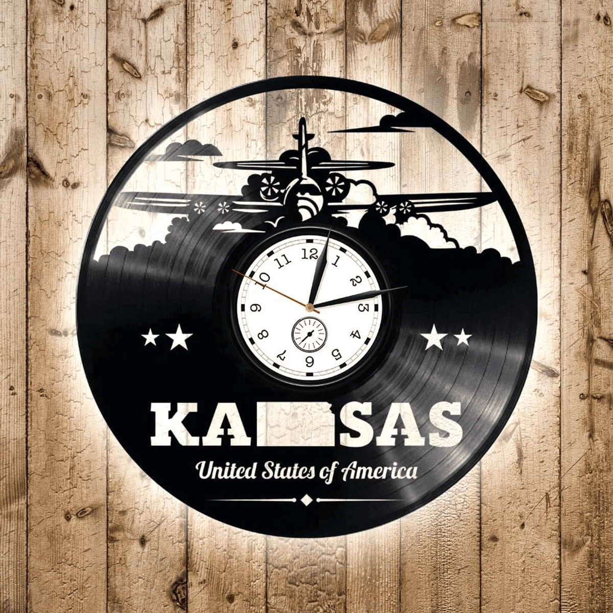 Kansas Vinyl Record Lp Clock States Wall Art Moving Gift For Friend Contemporary Wall Decor For Apartment New Home Gift Ideas
