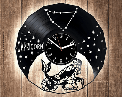 Capricorn Vinyl Record Large Clock Kids Room Decor Zodiac Wall Art Birthday Gift Idea For Him Or Her