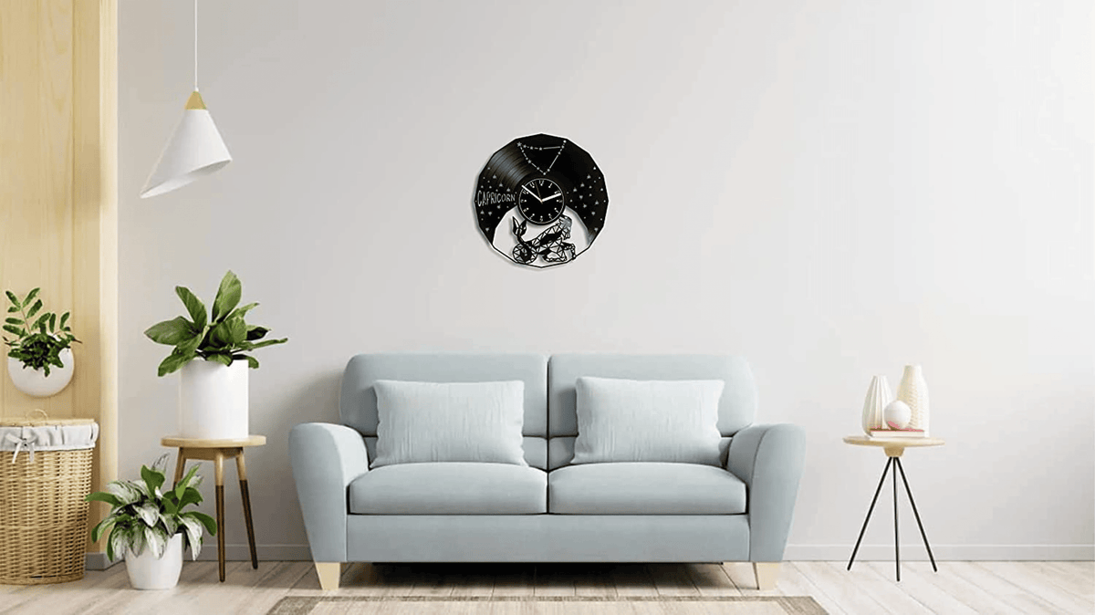 Capricorn Vinyl Record Large Clock Kids Room Decor Zodiac Wall Art Birthday Gift Idea For Him Or Her
