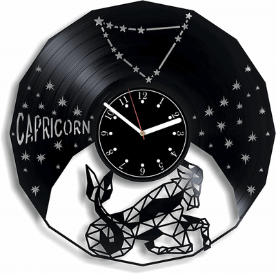 Capricorn Vinyl Record Large Clock Kids Room Decor Zodiac Wall Art Birthday Gift Idea For Him Or Her