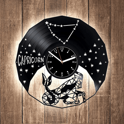 Capricorn Vinyl Record Large Clock Kids Room Decor Zodiac Wall Art Birthday Gift Idea For Him Or Her