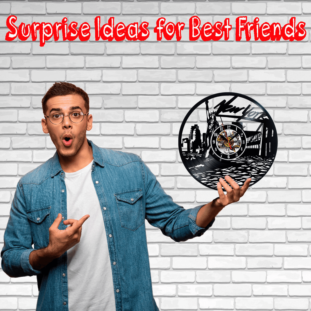 New York City Vinyl Record Wall Clock Gifts For Him Her Kids Decor For Home Bedroom Bathroom Kitchen Art Surprise Ideas For Best Friends