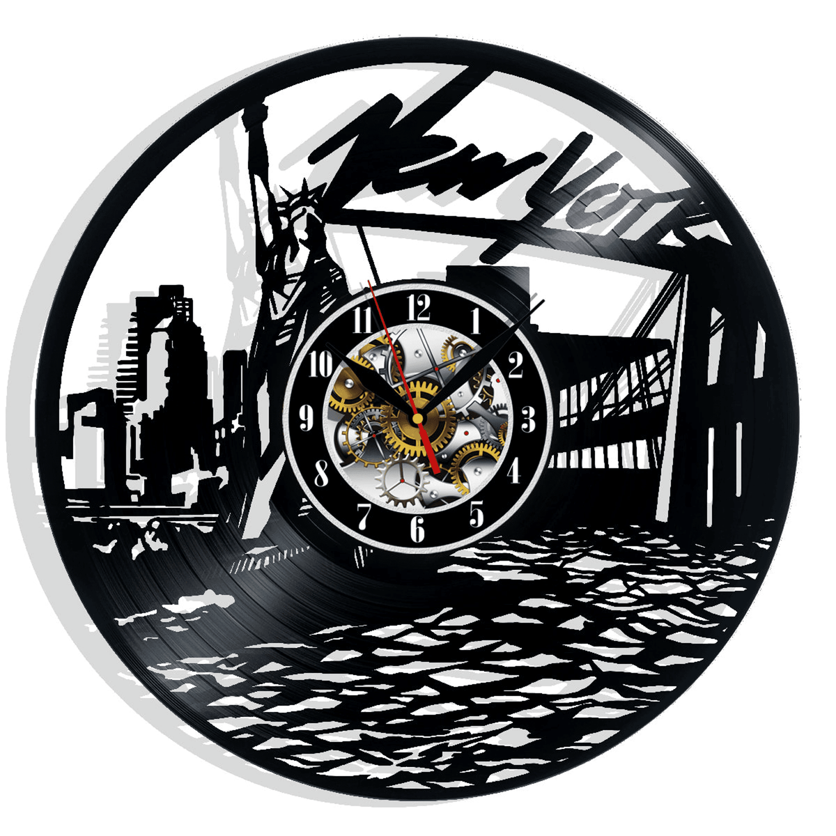 New York City Vinyl Record Wall Clock Gifts For Him Her Kids Decor For Home Bedroom Bathroom Kitchen Art Surprise Ideas For Best Friends