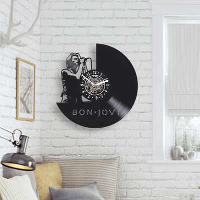 Bon Jovi Vinyl Record Large Wall Clock Rock Star Art Original Decor For Music Lover Music Legend Artwork Bday Gift For Dad