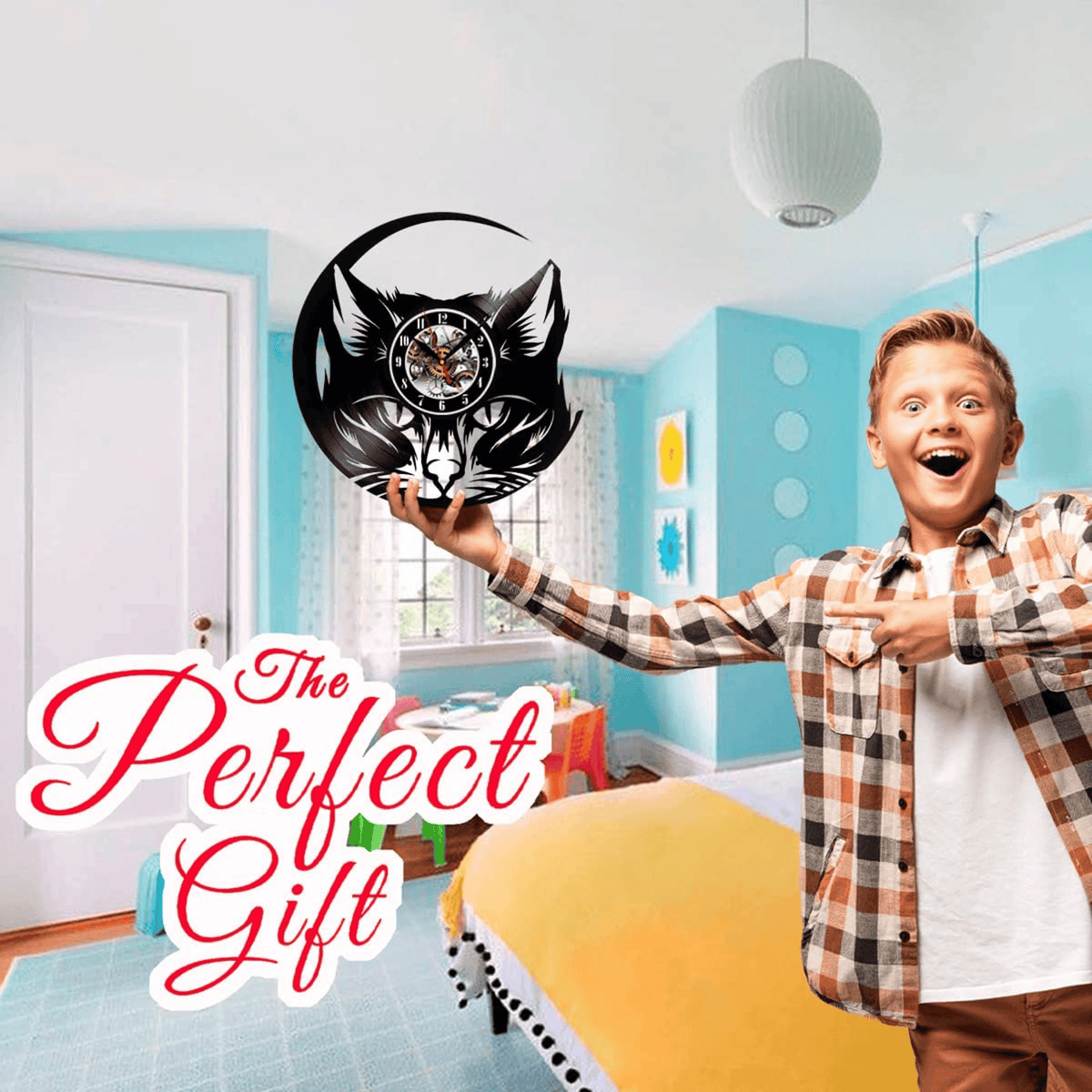 Cat Kitten Vinyl Record Wall Clock Gifts For Him Her Kids Decor For Home Bedroom Bathroom Kitchen Art Surprise Ideas Friends