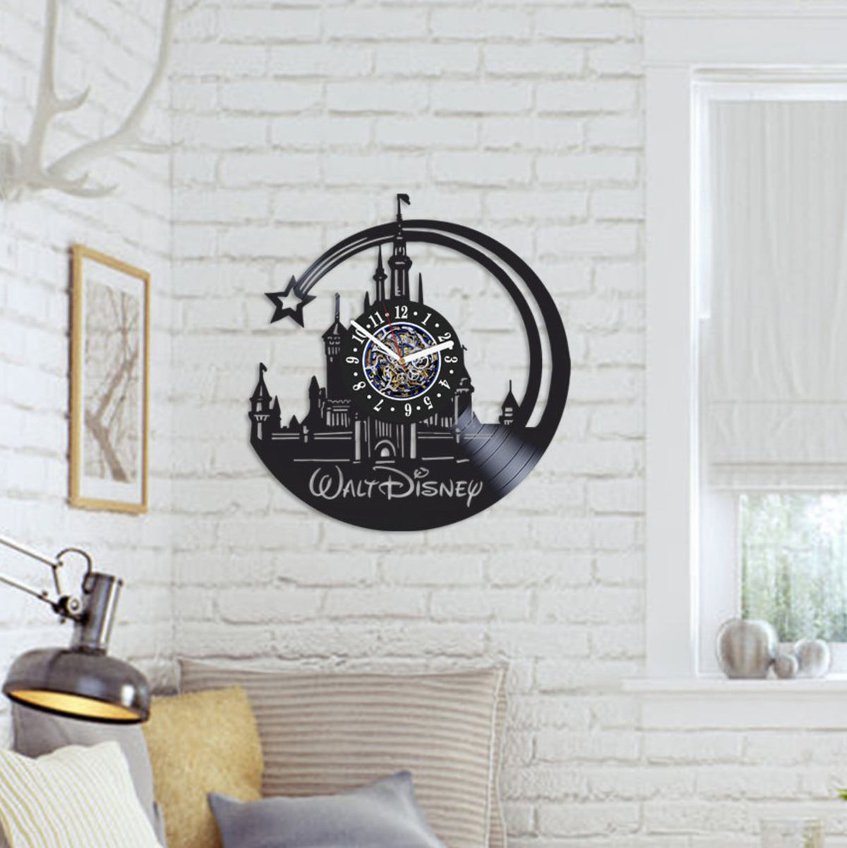 Cartoon World Vinyl Record Clock, Kids Room Wall Art, Unique Handmade Decor Items, Birthday Gift Idea For Children