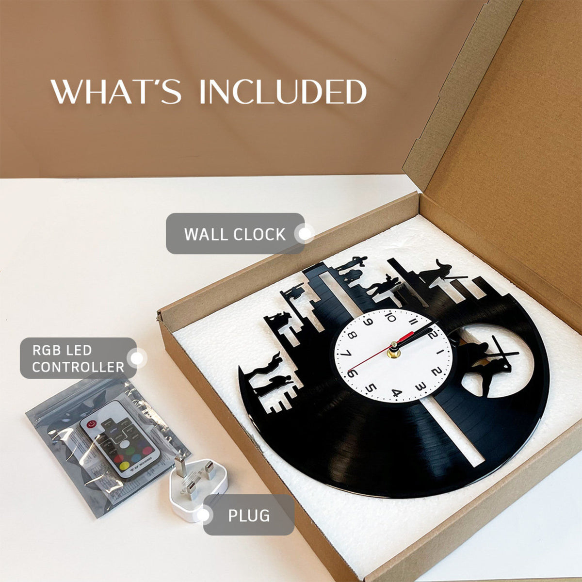 Kingdom Hearts Vinyl Record Clock With Bright Led Lights Room Decoration Unique Design Clock Birthday Gift