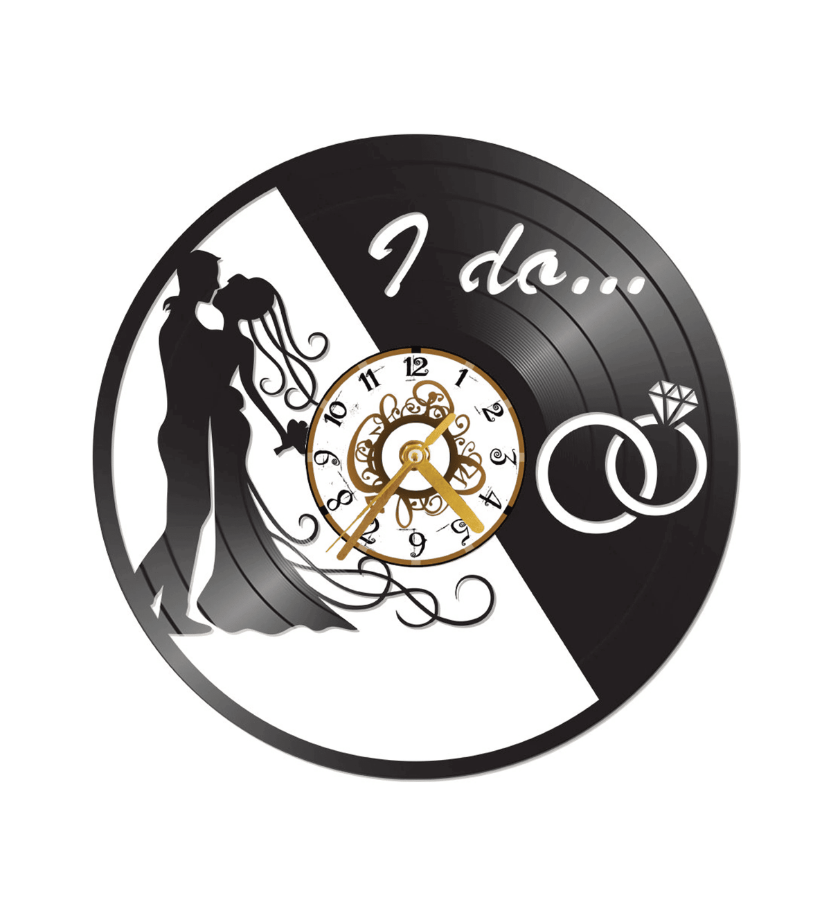 I Do, Vintage, Re-Purposed Vinyl Record Clock Wedding, Bride And Groom