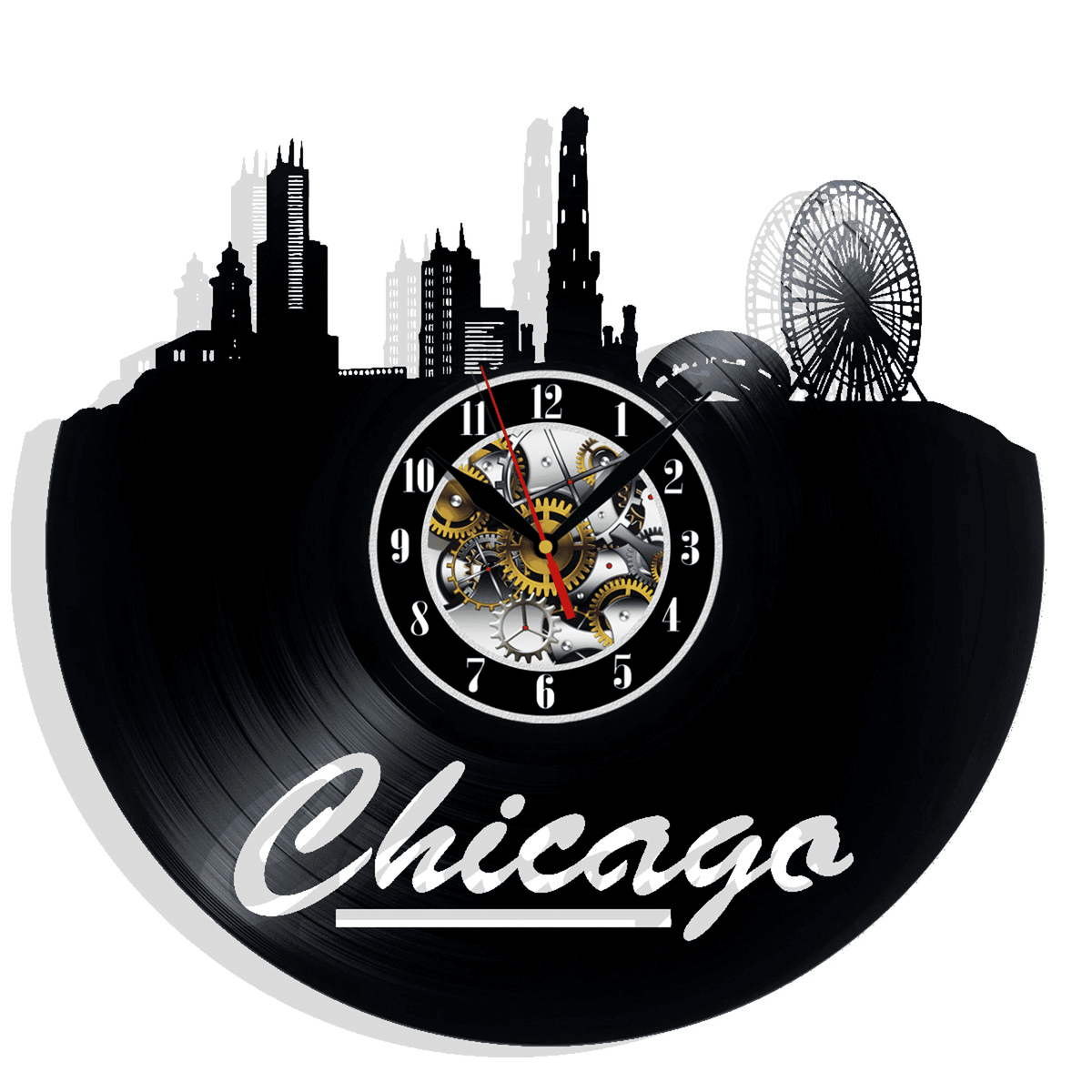 City Of Chicago Vinyl Record Wall Clock Gifts For Him Her Kids Decor For Home Bedroom Bathroom Kitchen Art Surprise Ideas For Friends
