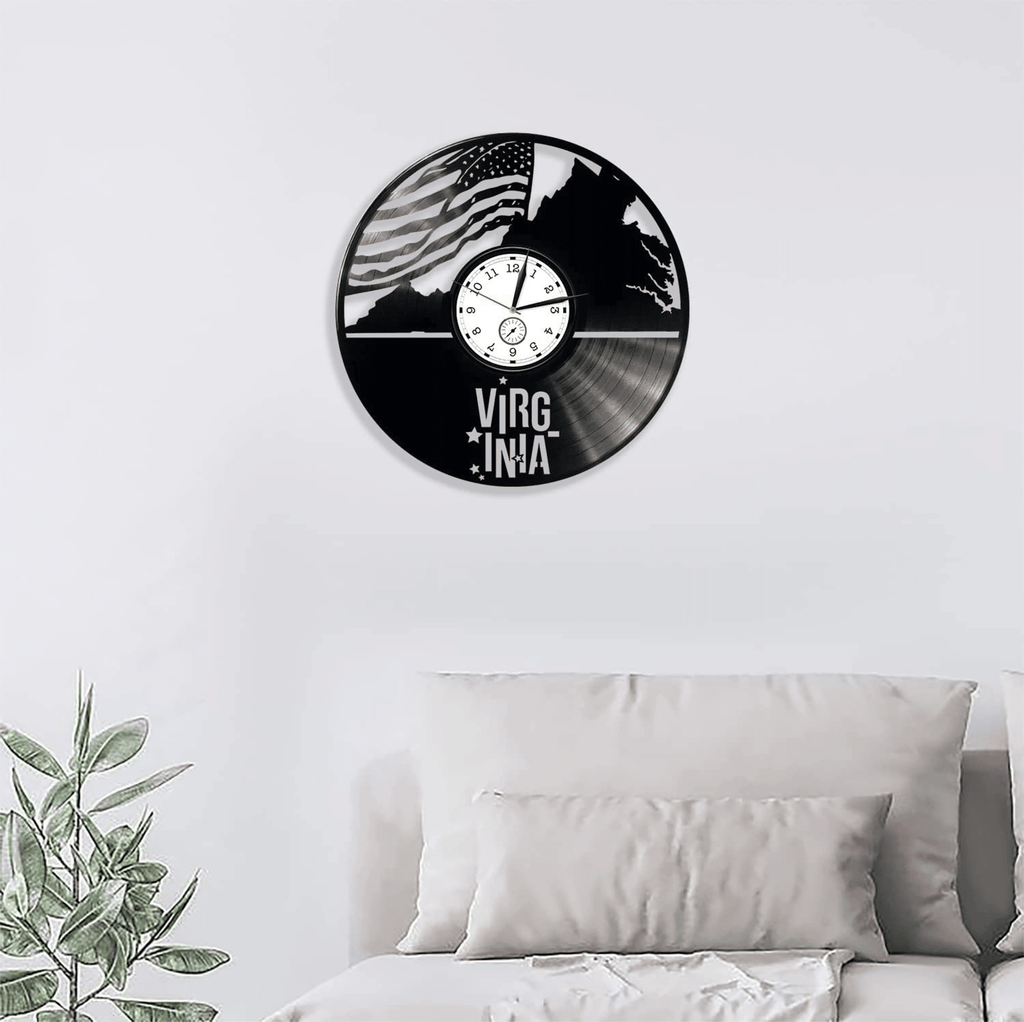 Virginia Vinyl Record Wall Clock Usa States Patriotic Decor For Home Moving Gift For Friend New Home Gift Ideas