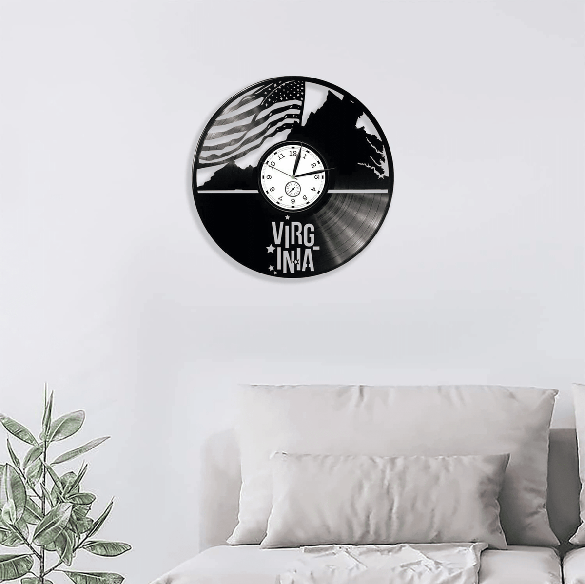Virginia Vinyl Record Wall Clock Usa States Patriotic Decor For Home Moving Gift For Friend New Home Gift Ideas