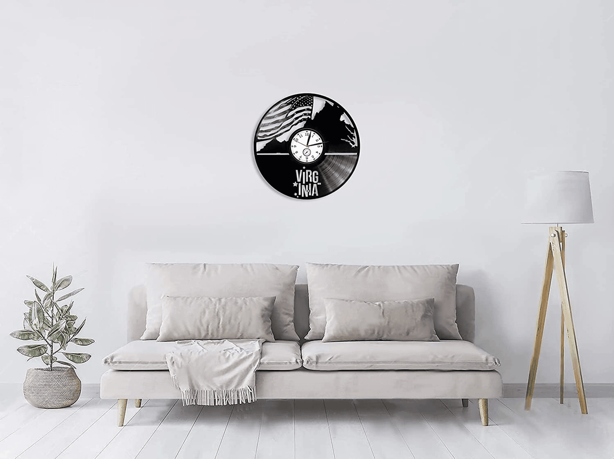 Virginia Vinyl Record Wall Clock Usa States Patriotic Decor For Home Moving Gift For Friend New Home Gift Ideas