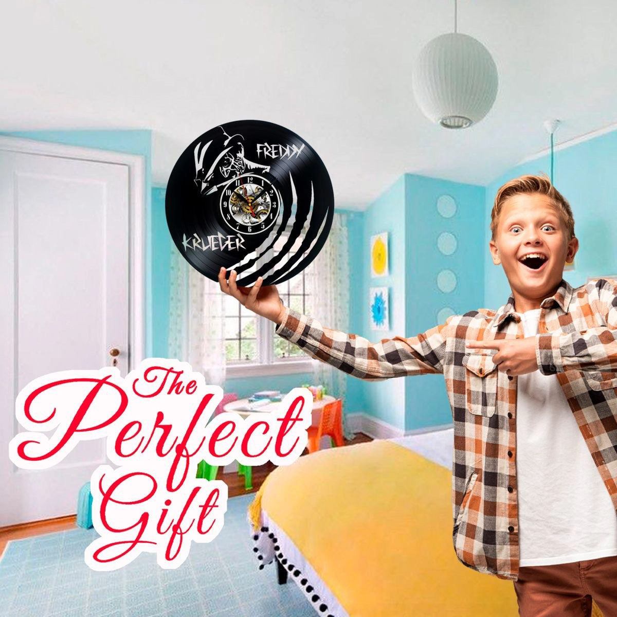 Halloween Horror Movie Vinyl Record Wall Clock Gifts For Him Her Kids Decor For Home Bedroom Kitchen Art Surprise Ideas For Best Friends