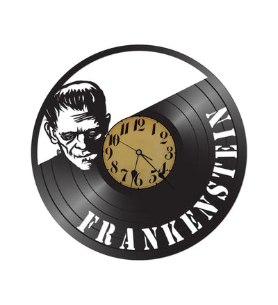 Vinyl Record Clock - Wall Clock - Frankenstein Decor - Halloween Clock - Horror Decor