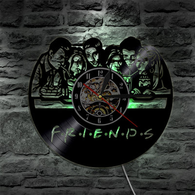 Friends Vinyl Record Clock With Bright Lights Wall Clock Room Decoration Clock Birthday Gift Vinyl Record Clock Gift For Fan