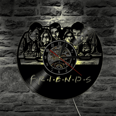 Friends Vinyl Record Clock With Bright Lights Wall Clock Room Decoration Clock Birthday Gift Vinyl Record Clock Gift For Fan