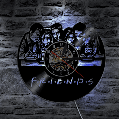 Friends Vinyl Record Clock With Bright Lights Wall Clock Room Decoration Clock Birthday Gift Vinyl Record Clock Gift For Fan