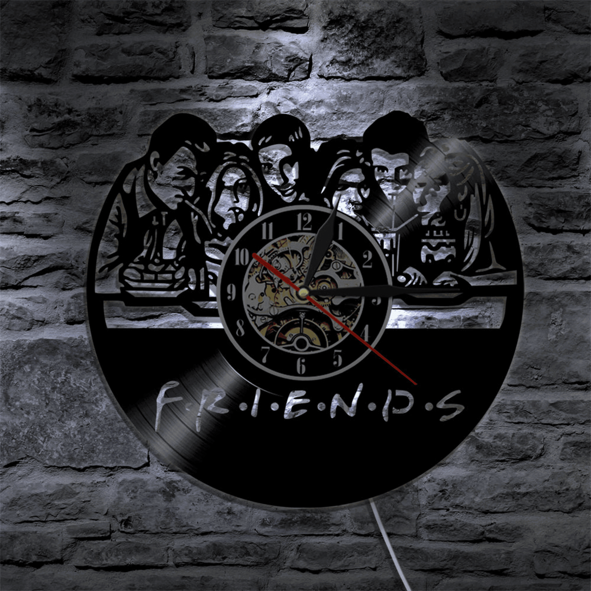 Friends Vinyl Record Clock With Bright Lights Wall Clock Room Decoration Clock Birthday Gift Vinyl Record Clock Gift For Fan