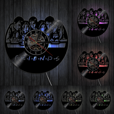 Friends Vinyl Record Clock With Bright Lights Wall Clock Room Decoration Clock Birthday Gift Vinyl Record Clock Gift For Fan
