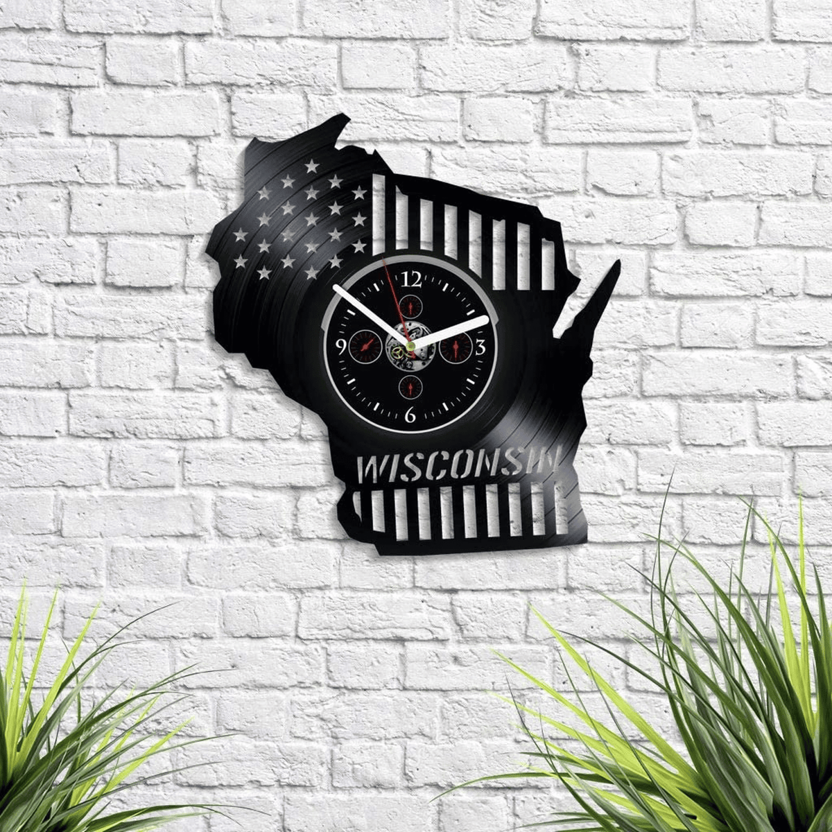 Wisconsin Vinyl Record Clock Contemporary Decor For Office New Home Gift Ideas Usa Wall Art City Decor Gift For Coworker