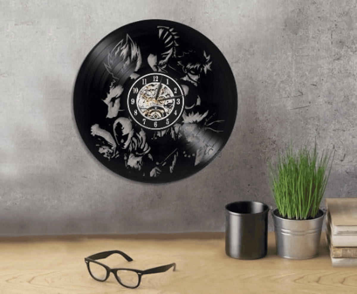 Anime Characters Vinyl Record Round Clock Boy Room Wall Decor Original Handmade Art Birthday Gift For Him