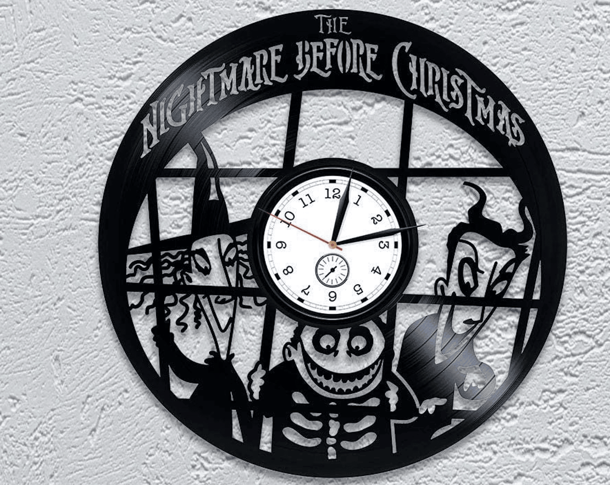 Nightmare Before Christamass Vinyl Record Clock Spooky Decor For Kids Wall Art For Kindergarten Jack And Sally Wall Decor New Year Gift Idea