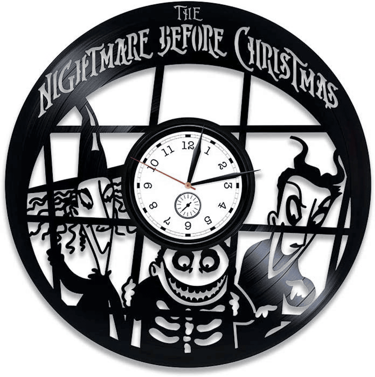 Nightmare Before Christamass Vinyl Record Clock Spooky Decor For Kids Wall Art For Kindergarten Jack And Sally Wall Decor New Year Gift Idea