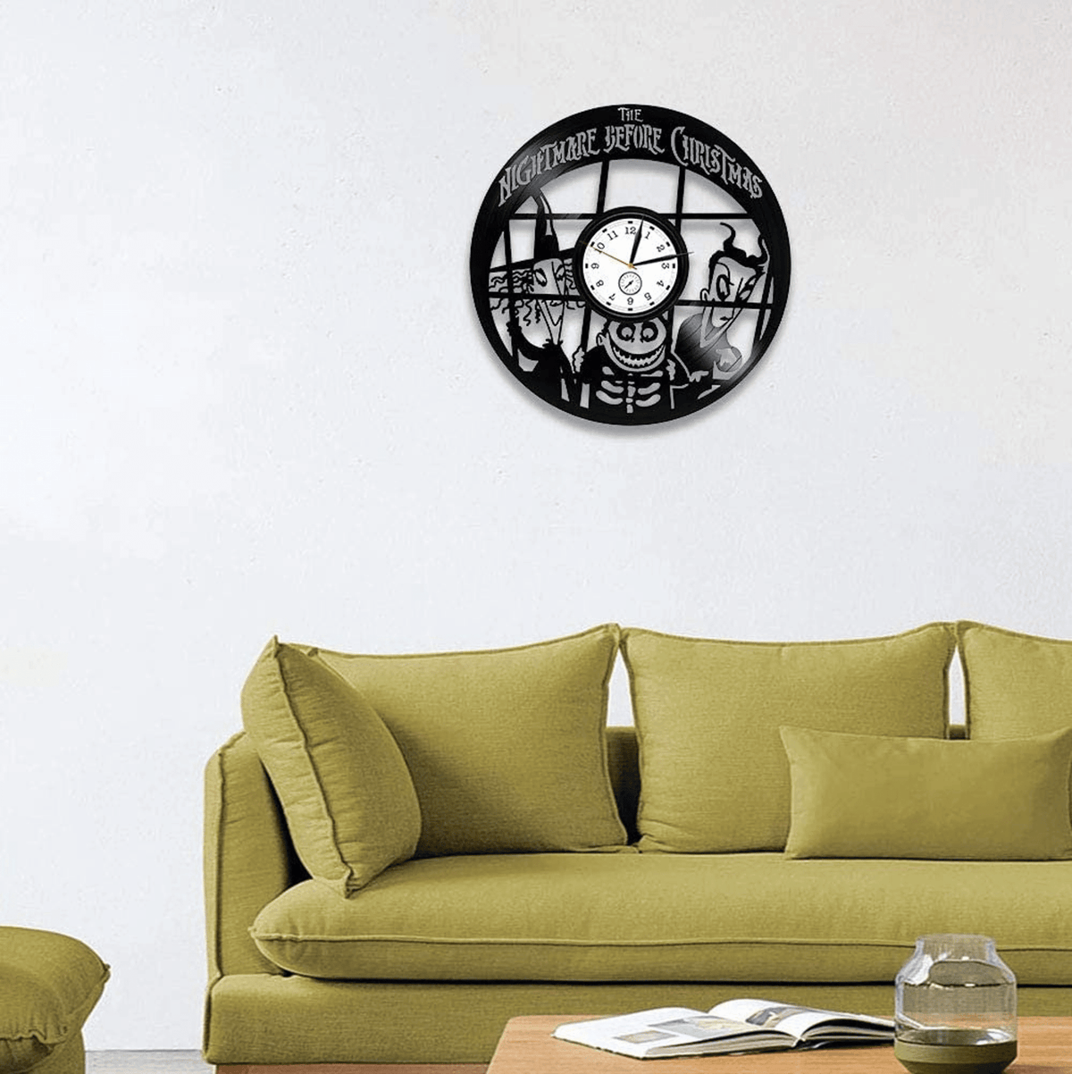 Nightmare Before Christamass Vinyl Record Clock Spooky Decor For Kids Wall Art For Kindergarten Jack And Sally Wall Decor New Year Gift Idea