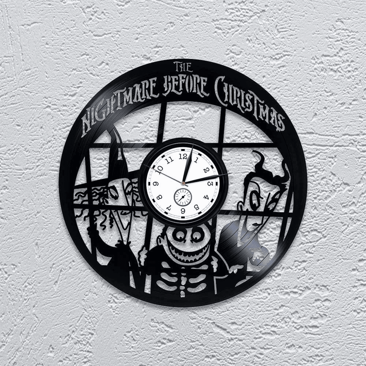 Nightmare Before Christamass Vinyl Record Clock Spooky Decor For Kids Wall Art For Kindergarten Jack And Sally Wall Decor New Year Gift Idea