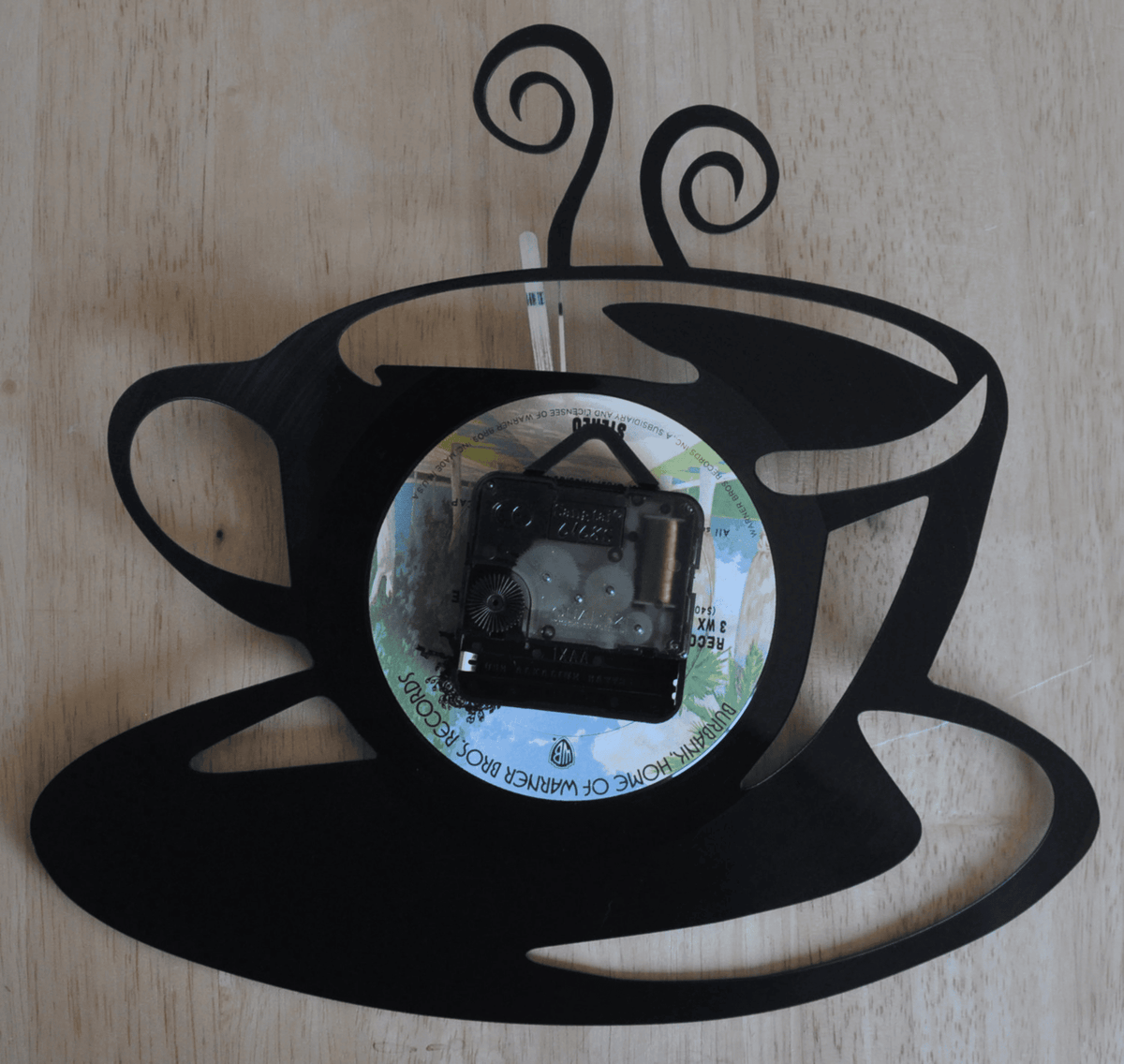 Coffee Mug Cup Themed Vinyl Album Record Clock