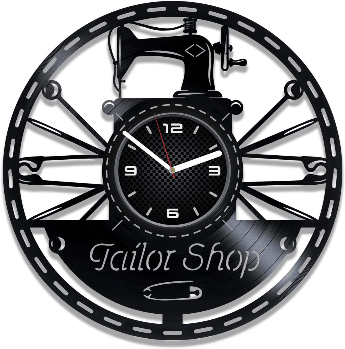 Tailor Vinyl Record Wall Clock Sewing Wall Art Unusual Decor For Women Room Gift For Business Owner Wedding Gift For Bride