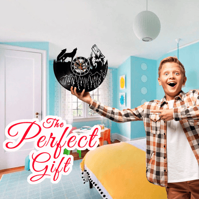 Wolf Vinyl Record Wall Clock Gifts For Him Her Kids Decor For Home Bedroom Bathroom Kitchen Art Surprise Ideas For Best Friends