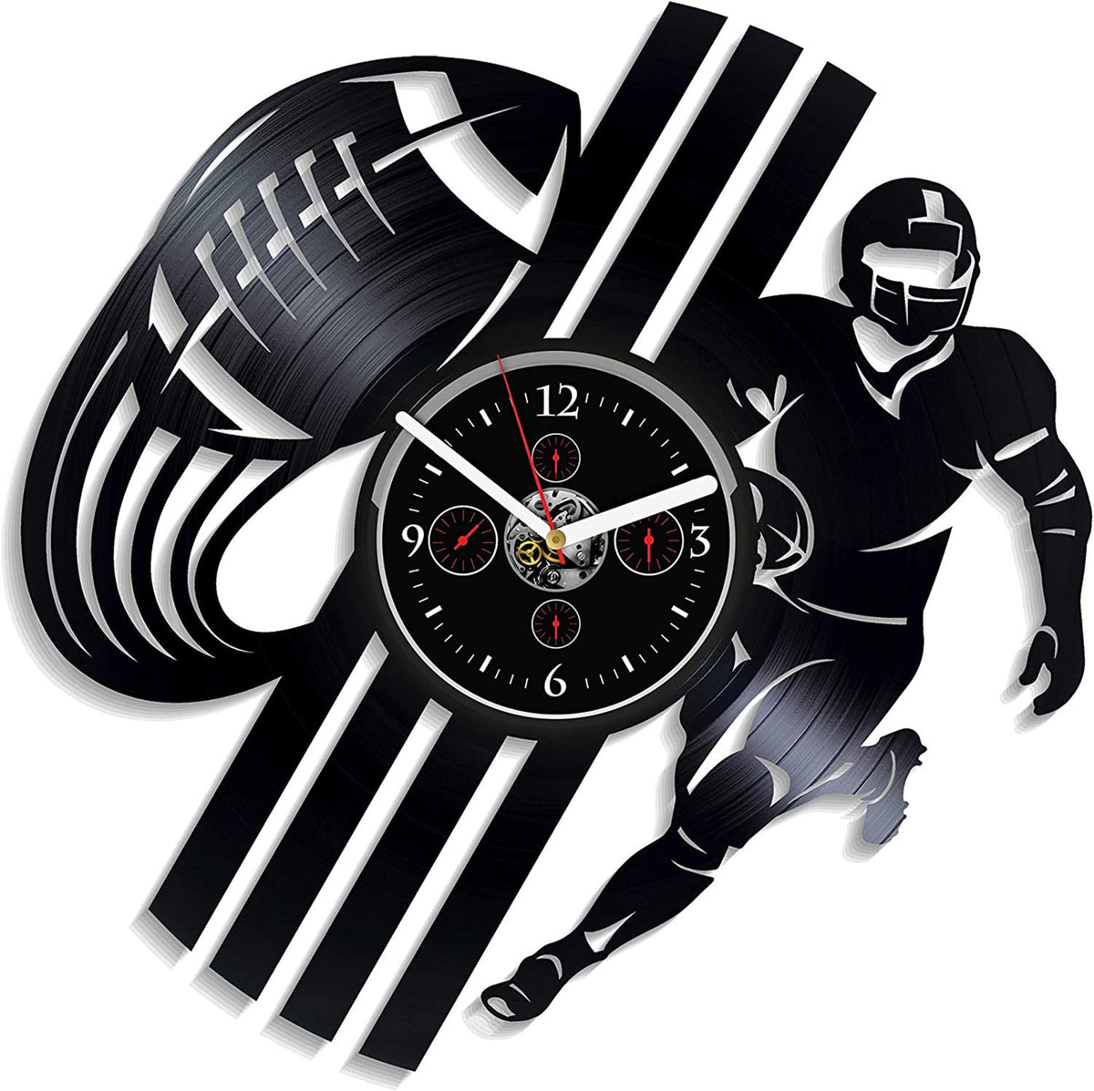 Rugby Football Player Vinyl Record Clock Modern Wall Art Decor For Him Christmas Gift Idea For Husband