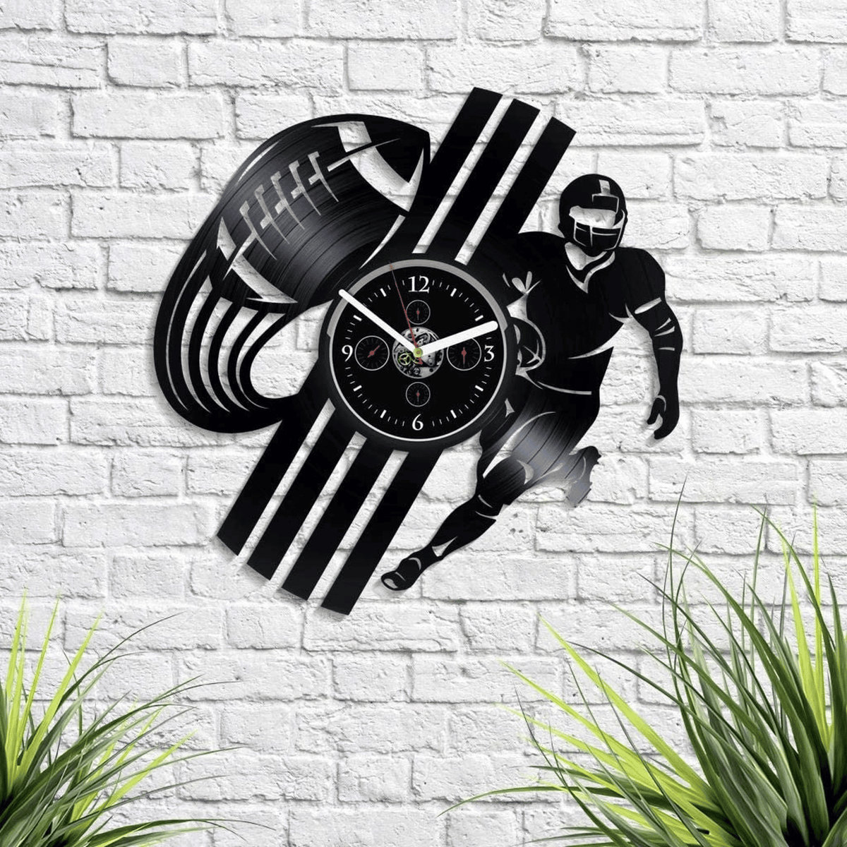 Rugby Football Player Vinyl Record Clock Modern Wall Art Decor For Him Christmas Gift Idea For Husband