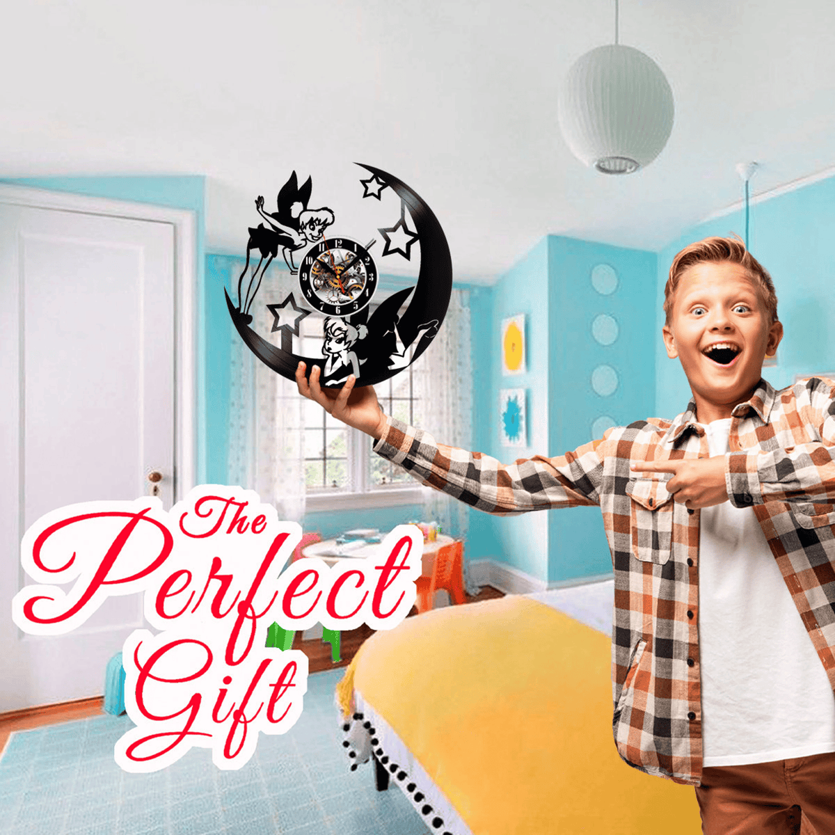 Fairy Vinyl Record Wall Clock Gifts For Him Her Kids Decor For Home Bedroom Bathroom Kitchen Art Surprise Ideas For Best Friends