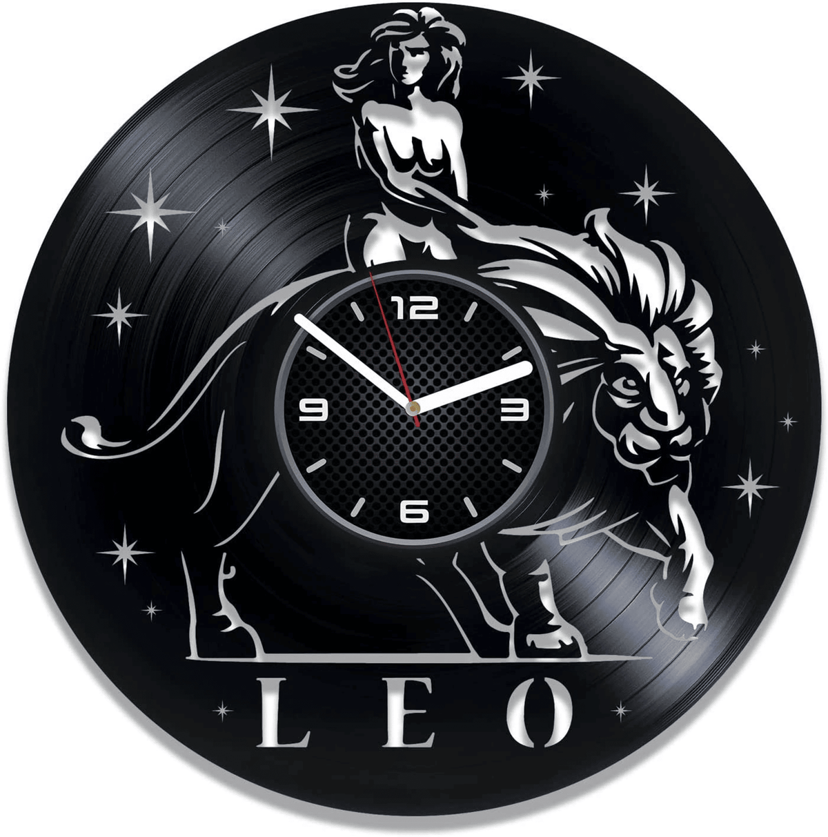 Leo Zodiac 12 Inch Vinyl Record Unique Clock Zodiac Symbols Design Housewarming Gift For Friend Living Room Decor Astrology Wall Art