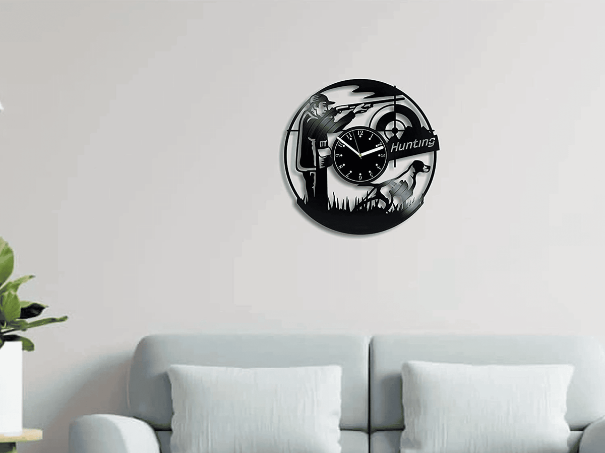 Hunting Vinyl Record Lp Clock Gift For Hunter Original Wall Decor For House Wedding Gift For Groom Unique Gift For Dad