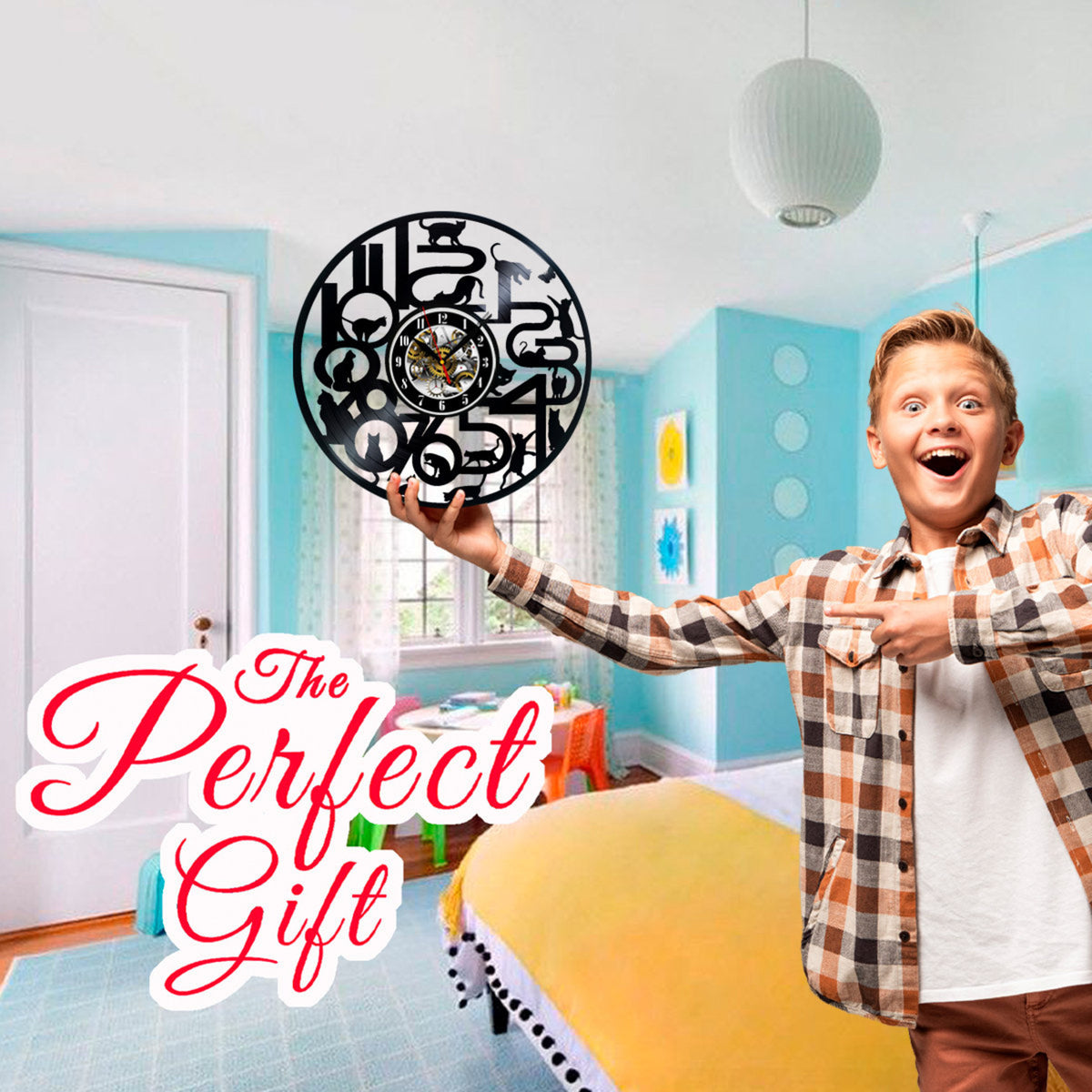 I Love Cats Kitten Vinyl Record Wall Clock Gifts For Him Her Kids Decor For Home Bedroom Bathroom Kitchen Art Surprise Ideas For Friends
