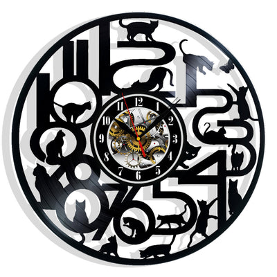 I Love Cats Kitten Vinyl Record Wall Clock Gifts For Him Her Kids Decor For Home Bedroom Bathroom Kitchen Art Surprise Ideas For Friends