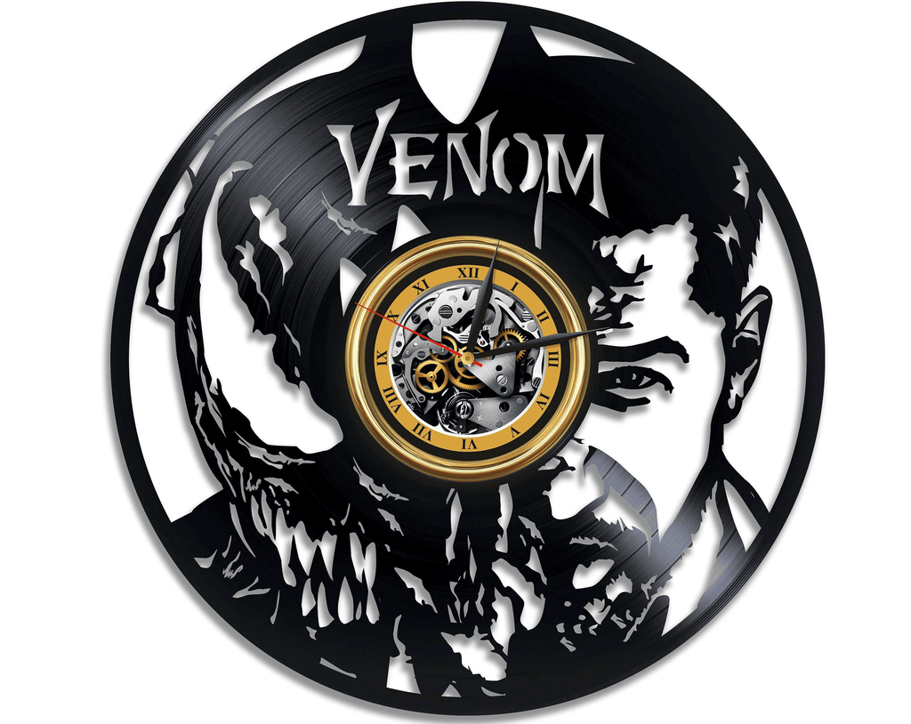 Venom Vinyl Record Black Wall Clock Famous Comics Universe Superhero Decor For Boy Bedroom Venom Wall Art Wedding Gift For Groom Famous Comics Gifts