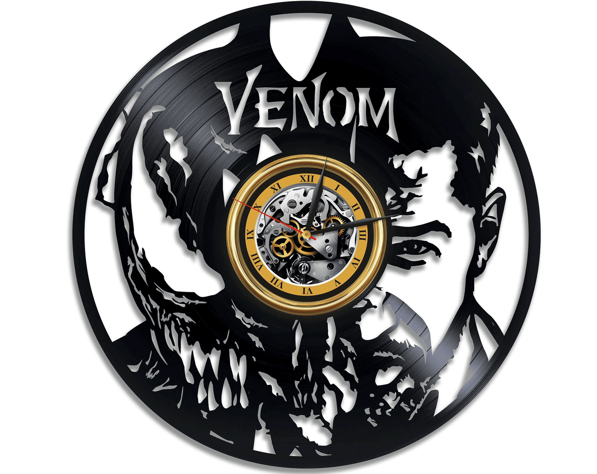 Venom Vinyl Record Black Wall Clock Famous Comics Universe Superhero Decor For Boy Bedroom Venom Wall Art Wedding Gift For Groom Famous Comics Gifts