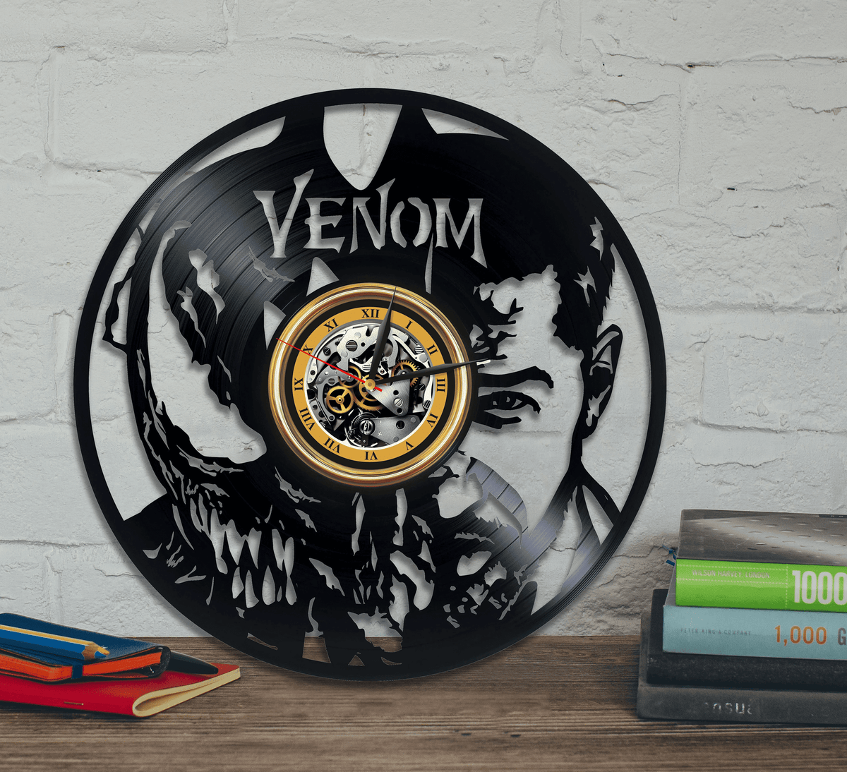 Venom Vinyl Record Black Wall Clock Famous Comics Universe Superhero Decor For Boy Bedroom Venom Wall Art Wedding Gift For Groom Famous Comics Gifts