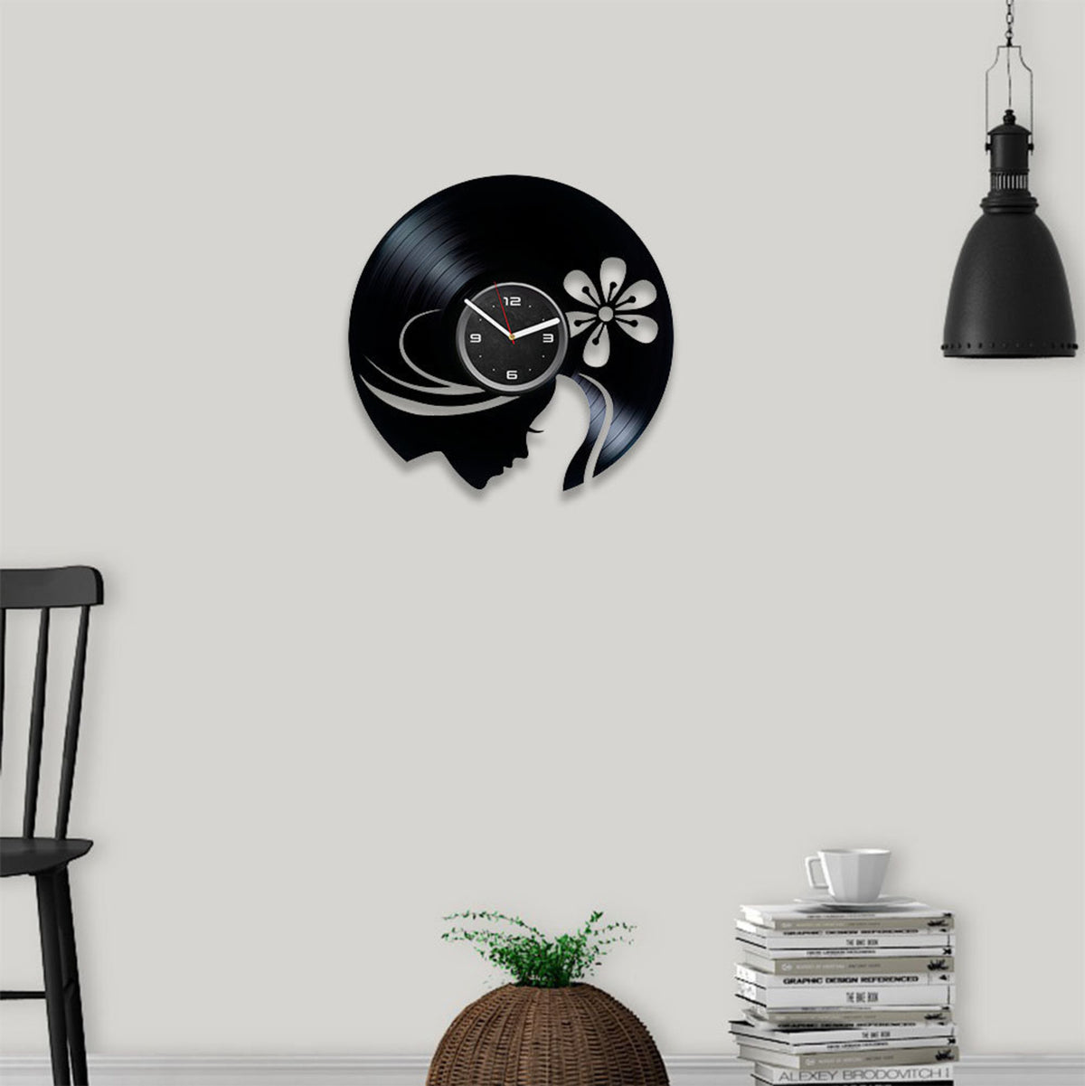 Cute Woman Vinyl Record Creative Clock Minimalist Decor Bedroom Girls Artwork Art For Beauty Woman's Day Gifts