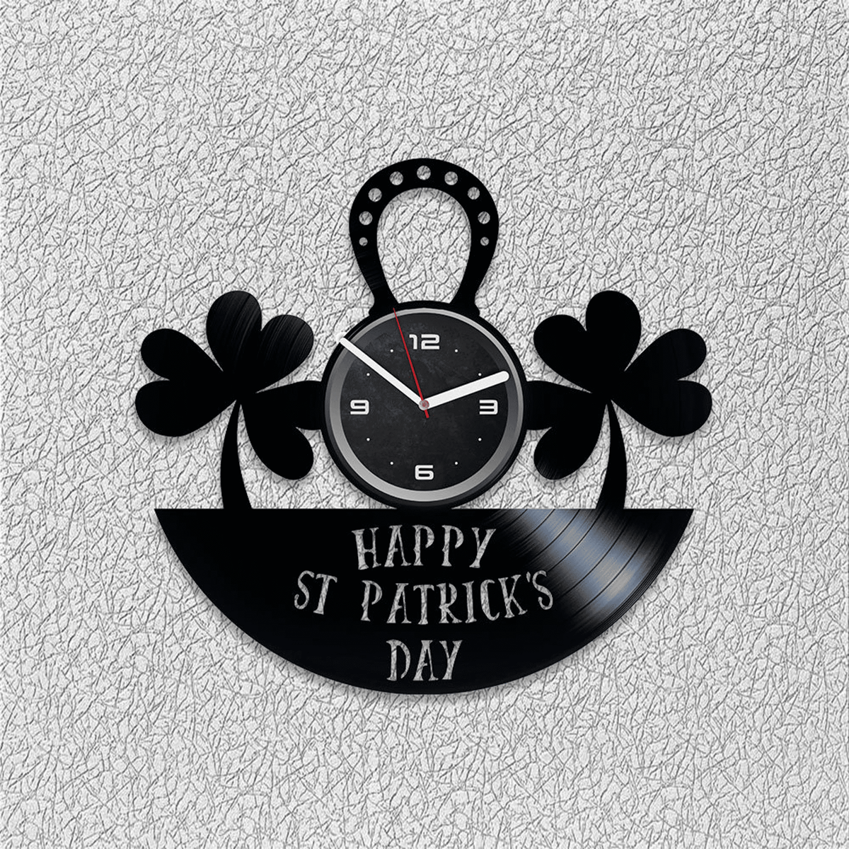 St Patrick's Day Vinyl Record Silent Clock Modern Pub Decor For Wall Holiday Wall Art Patrick Day Decor Unusual Gift For Men