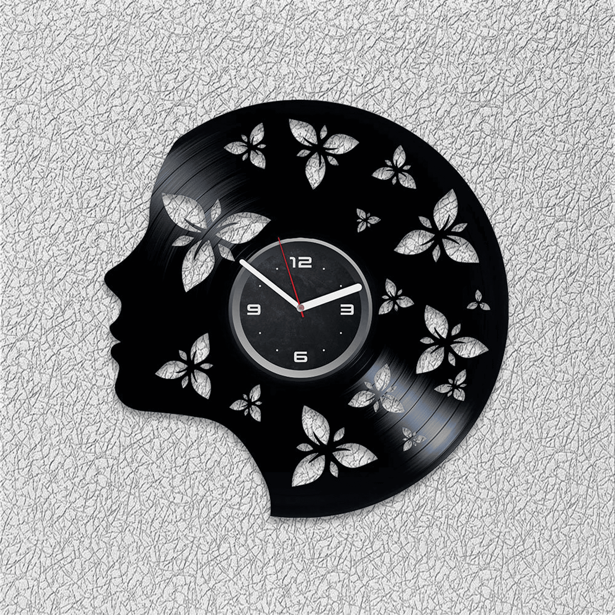 Woman Silhouette Vinyl Record Black Wall Clock Cute Decor For Teenage Girl Woman Wall Art Beauty Salon Decor Woman's Day Gift Idea