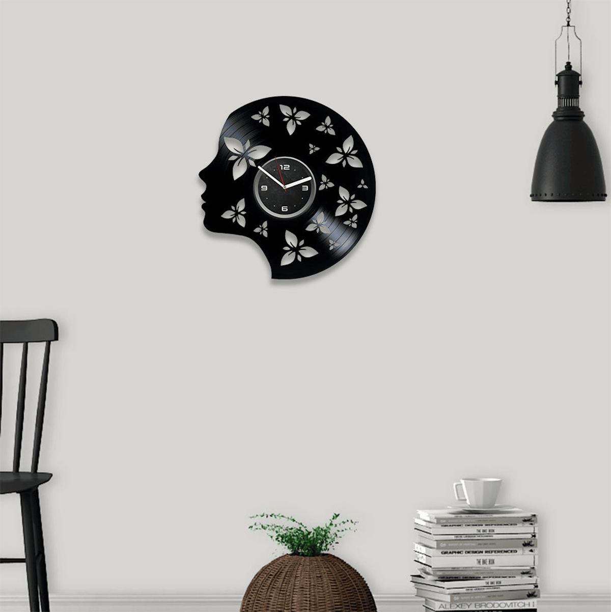 Woman Silhouette Vinyl Record Black Wall Clock Cute Decor For Teenage Girl Woman Wall Art Beauty Salon Decor Woman's Day Gift Idea