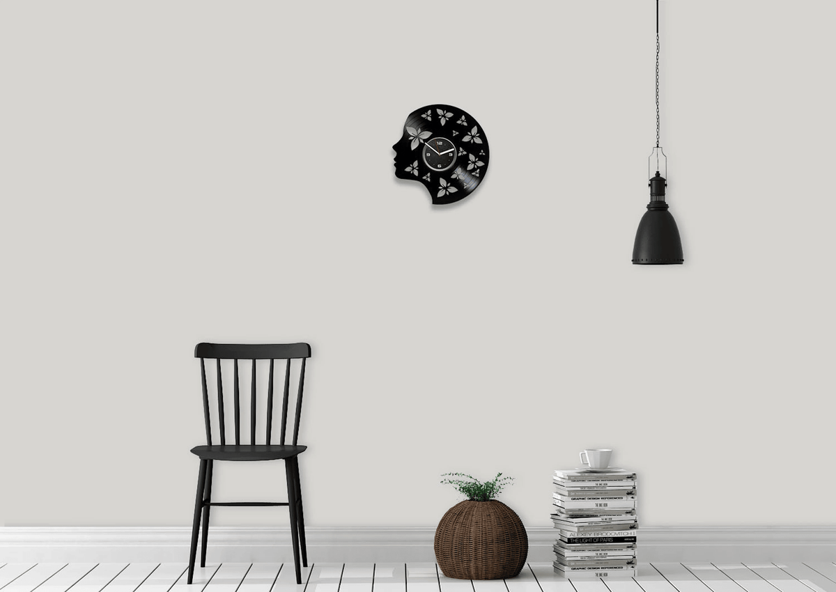 Woman Silhouette Vinyl Record Black Wall Clock Cute Decor For Teenage Girl Woman Wall Art Beauty Salon Decor Woman's Day Gift Idea