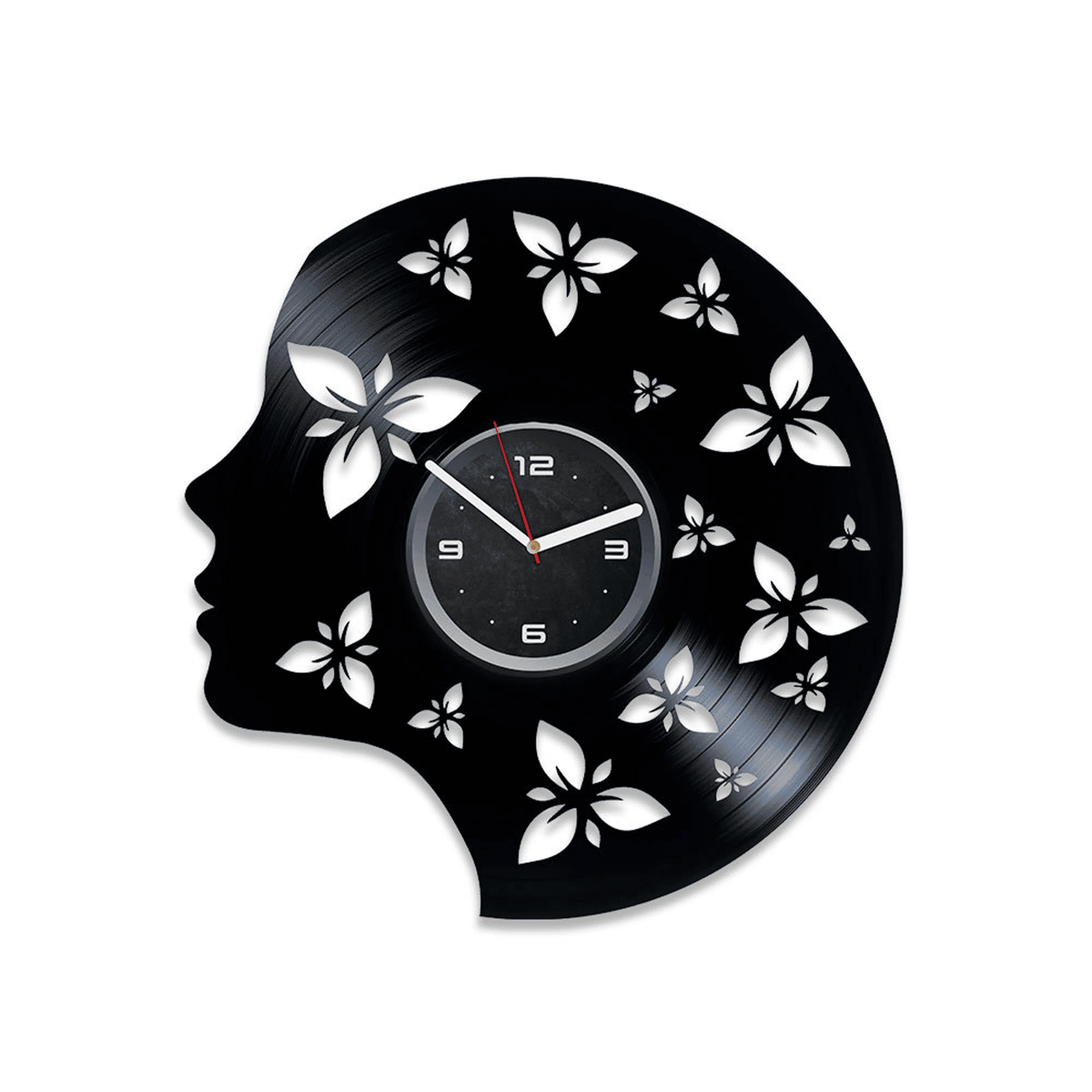 Woman Silhouette Vinyl Record Black Wall Clock Cute Decor For Teenage Girl Woman Wall Art Beauty Salon Decor Woman's Day Gift Idea