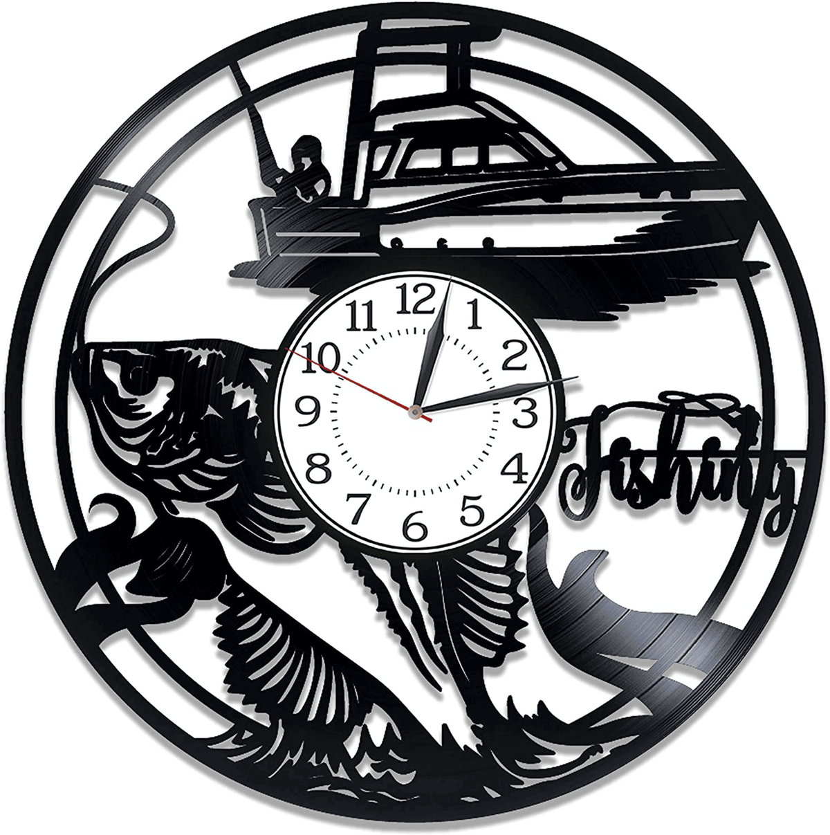 Fishing Vinyl Record Handmade Wall Clock Fishing Wall Art Creative Decor For Mans Bedroom Fishing Lover Gift Anniversary Gift For Boyfriend